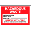 Hazardous Waste Paper Labels - Hazardous Waste Handle With Care, 500/Roll