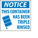 Hazardous Waste Paper Labels - Notice This Container Has Been Triple Rinsed