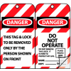 Jumbo Self-Laminating Lockout Tags - Danger Do Not Operate