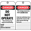 Laminated Lockout Tags - Do Not Operate