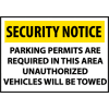 Security Notice Aluminum - Parking Permits Are Required In This Area