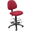 Boss Drafting Stool with Footring -Fabric - Burgundy