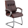 Boss Reception Guest Chair with Arms - Leather - Mid Back - Brown