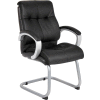Boss Reception Guest Chair with Arms - Leather - Mid Back - Black