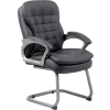 Boss Reception Guest Chair with Arms and Pillow Top - Vinyl - Mid Back - Black
