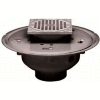 Oatey 72043 3" or 4" PVC Adjustable Commercial Drain with 5" Brass Grate & Square Ring