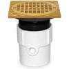 Oatey 72148 4" PVC Pipe Base Adjustable General Purpose Drain with 6" Brass Grate & Square Ring
