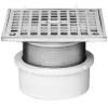 Oatey 72262 2" PVC Adjustable Commercial Drain 6" Cast Chrome Square Grate and Square Top