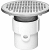 Oatey 72388 4" PVC Adjustable General Purpose Pipe Fit Drain with 10" Cast Chrome Grate & Round Top