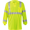 Occunomix LUX-LSPP3B-YM Birdseye Polo, Wicking & Cooling Long Sleeve, Class 3, Yellow, L
