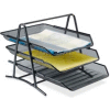 Lorell® 3-Tier Mesh Desk Tray, Black