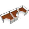 OFM RiZe Series 47" x 60" 3-Unit Workstation Kit, Vinyl with Translucent Top, Gray with Cherry Desk