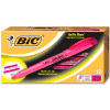 Bic® Brite Liner Highlighter with Pocket Clip, Chisel Tip, Pink Ink, Dozen