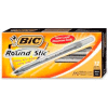 Bic® Round Stic Ballpoint Pen, Medium, Black Ink, Dozen