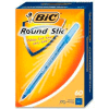Bic® Round Stic Ballpoint Pen, Medium, Blue Ink, 60/Box
