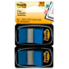 Post-it® Flags, 1" Wide, Blue, 50 Flags/Dispenser, 2 Dispensers/Pack