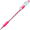 Pentel® RSVP Ballpoint Stick Pen, Fine, Clear Barrel, Pink Ink, Dozen