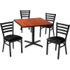 Premier Hospitality 42" Square Table & Ladder Back Chair Set, Mahogany/Black Vinyl Chair