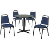 Premier Hospitality 42" Round Table & Stack Chair Set, Gray Table/Blue Chairs