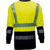 VIZABLE® FR Hi-Vis Hybrid Long Sleeve Tee - Type R, Class 3, XL, Yellow/Navy, C54HYLSHC3XLL