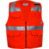VIZABLE® Flame Resistant Hi-Vis Survey Vest, Non-ANSI, XL, Orange