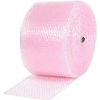 Non Perforated Anti Static Bubble Roll, 24&quot;W x 500'L x 3/16&quot; Thick, Pink, 2/Pack