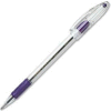 Pentel® RSVP Ballpoint Stick Pen, Medium, Clear Barrel, Violet Ink, Dozen