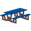 96" Gray Concrete Table Frame w/ Blue Steel Mesh Seat & Top