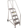 P.W. Platforms 10 Step Rolling Aluminum Ladder W/ Handrail, 24&quot; Step Width - GA10SH30