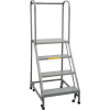 P.W. Platforms 4-Step Rolling Ladder With Easy Angle, Serrated, 24" Step Width - PW50-4SH30G