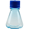 Qorpak AKM-3002-0013 Sterile PC Erlenmeyer Flasks with Flat Base & Blue Cap, 250mL, Case of 72