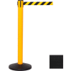 Yellow Post Safety Barrier, 16 Ft., Black Belt
