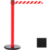 Red Post Safety Barrier, 11 Ft., Black Belt - W/Roller Base - Pkg Qty 2