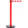 Red Post Safety Barrier, 11 Ft., Fluorescent Yellow Belt - W/Roller Base - Pkg Qty 2