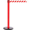 Red Post Safety Barrier, 11 Ft., Red/White Diagonal Striped Belt - W/Roller Base - Pkg Qty 2
