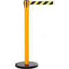 Yellow Post Safety Barrier , 11 Ft., Dark Green Belt - W/Roller Base - Pkg Qty 2