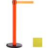 Orange Post Safety Barrier, 15 Ft., Yellow Belt - W/Roller Base - Pkg Qty 2
