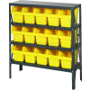 Quantum 1239-SB802 Steel Shelving with 15 8"H Plastic Shelf Bins Yellow, 36x12x39-SB4 Shelves