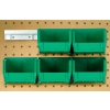 Quantum HNS200 Hang & Stack Bins w/Two 12" Rails, Six Bins 4-1/8"W x 5"D x 3"H, Green