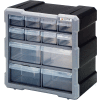 Quantum Plastic Drawer Cabinet PDC-12BK - 12 Drawers 6-1/4"W x 10-1/2"D x 10-1/4"H