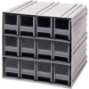 Quantum Interlocking Storage Cabinet QIC-122 - 11-3/4"Wx11-3/8"Dx11"H - 12 Gray Drawers