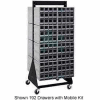 Quantum QIC-224-64 24"H Double Sided Floor Stand with 48 Gray Drawer Interlocking Storage Cabinet
