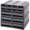 Quantum Interlocking Storage Cabinet QIC-4163 - 11-3/4"Wx11-3/8"Dx11"H - 10 Gray Drawers