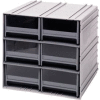 Quantum Interlocking Storage Cabinet QIC-64 - 11-3/4"Wx11-3/8"Dx11"H - 6 Gray Drawers