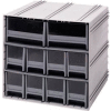 Quantum Interlocking Storage Cabinet QIC-8224 - 11-3/4"Wx11-3/8"Dx11"H - 10 Gray Drawers
