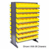 Quantum QPRD-701 Double Sided Rack 24"x36"x60" with 64 Yellow Euro Drawers