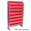 Quantum QPRS-701 Single Sided Rack 12"x36"x60" with 32 Red Euro Drawers