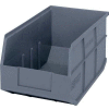 Quantum Plastic Stacking and Hanging Shelf Bin SSB443 8-1/4"W x 14"D x 7"H, Gray - Pkg Qty 12