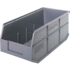 Quantum Plastic Stacking and Hanging Shelf Bin SSB463 8-1/4"W x 18"D x 7"H, Gray - Pkg Qty 6