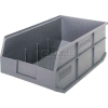 Quantum Plastic Stacking and Hanging Shelf Bin SSB465 11"W x 18"D x 7"H, Gray - Pkg Qty 6